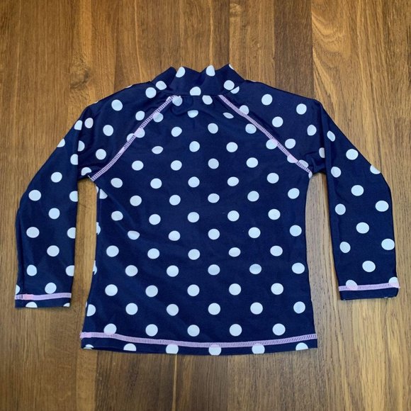 SEED HERITAGE Polka Dot Rash Guard Girls 3 3T Girl Rashie Swim Top Blue Spots - Picture 2 of 6